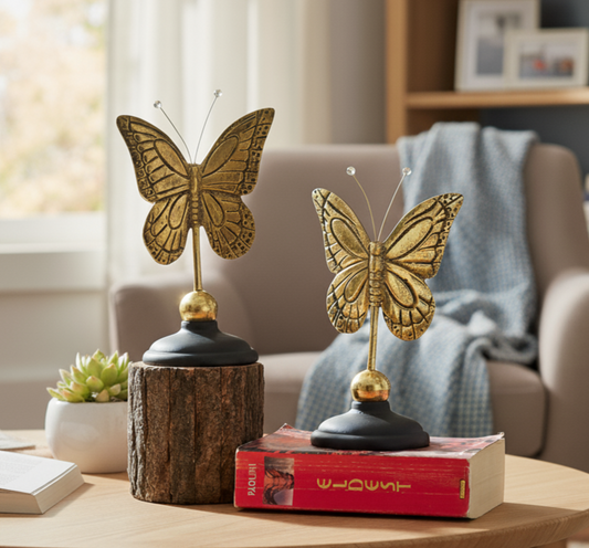 Antique Gold Metal Decorative Butterfly Sculpture