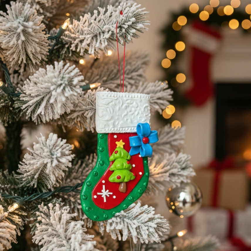 Christmas Ornaments - Dark Green Stocking Hanging