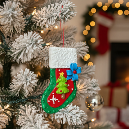 Christmas Ornaments - Dark Green Stocking Hanging