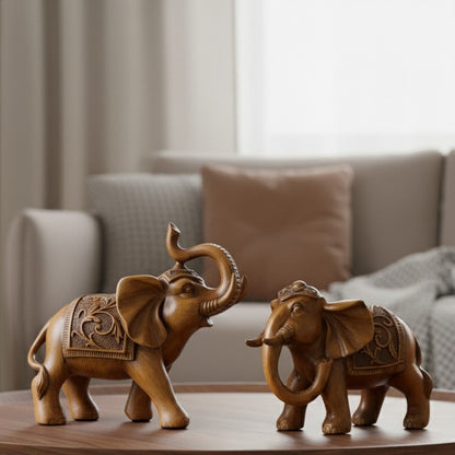 Happy Elephant Pair Sculpture
