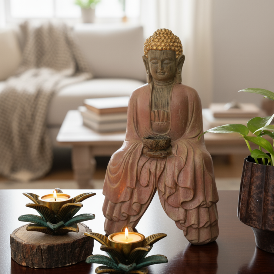 Vintage leaf T-Light Candle Holder Small