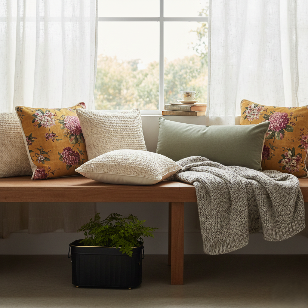 Yellow Floral Velvet Cushion Cover 16 x 16