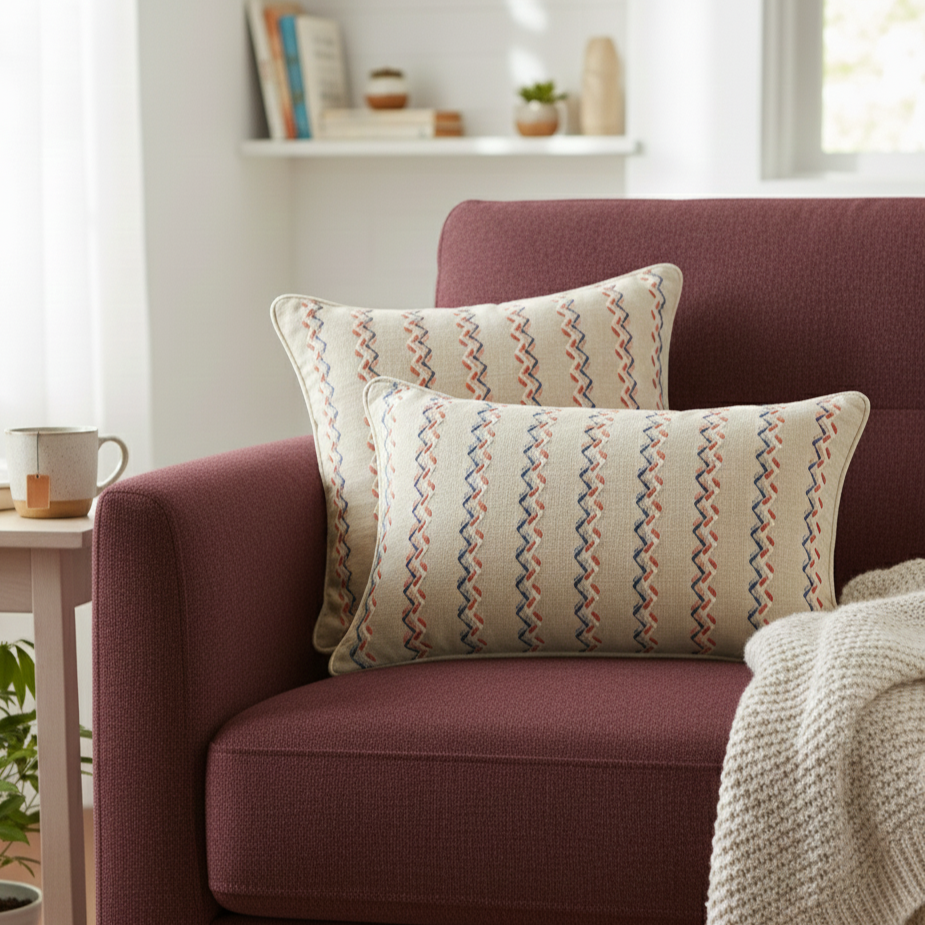 Repeat Waves Tricolour Cushion Cover 12 x18