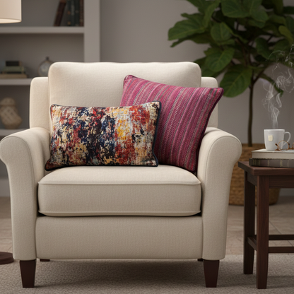 Magenta Zig Zag  Velvet Cushion Cover 16 x 16