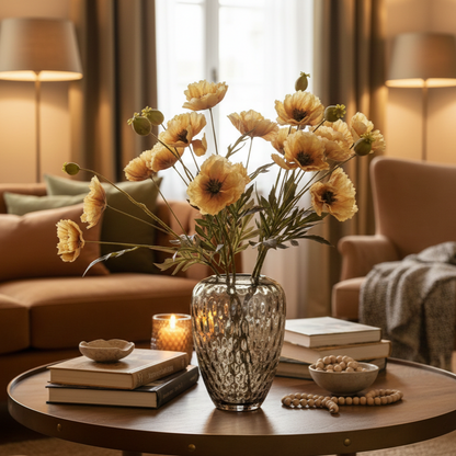 Artificial Poppy Flower Stem - Yellow