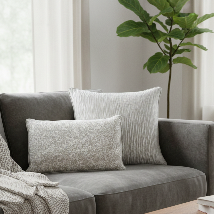 Beige Woven Linen Cushion Cover 18 x 18