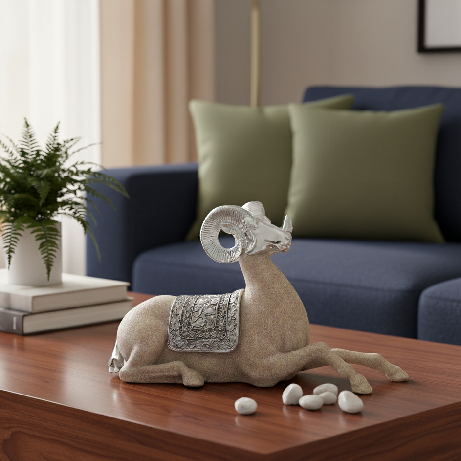 Silver Buck Tabletop Sculpture