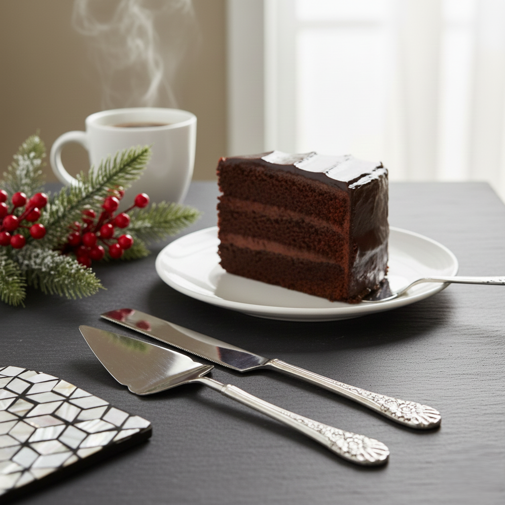Antique Silver Cake Server & Knife Set