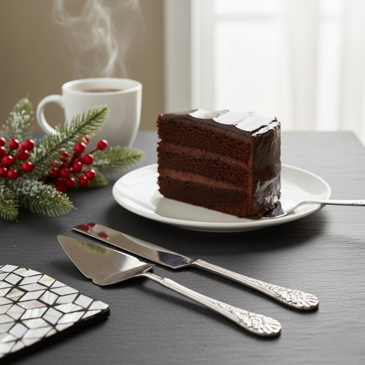 Antique Silver Cake Server & Knife Set
