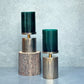 Antique Gold Ribbed Candlestand - Green