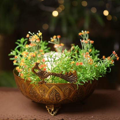 Antique Brass Peacock Metal Urli