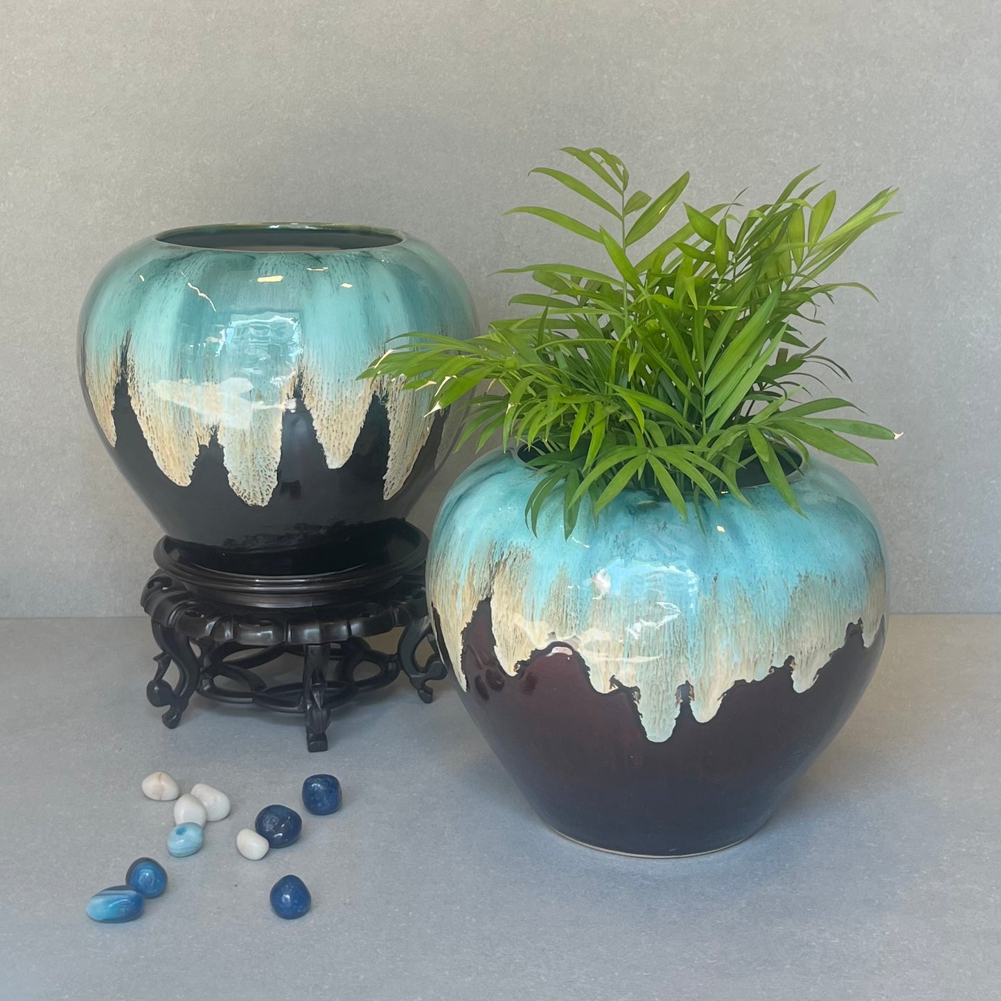 Glazed Ceramic Pot Aqua