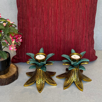 Vintage Leaf Tea-light Candle Stand