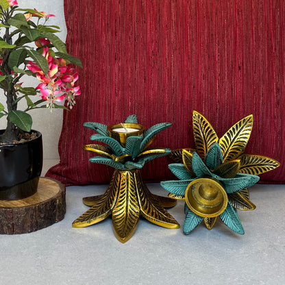Vintage Leaf Tea-light Candle Stand