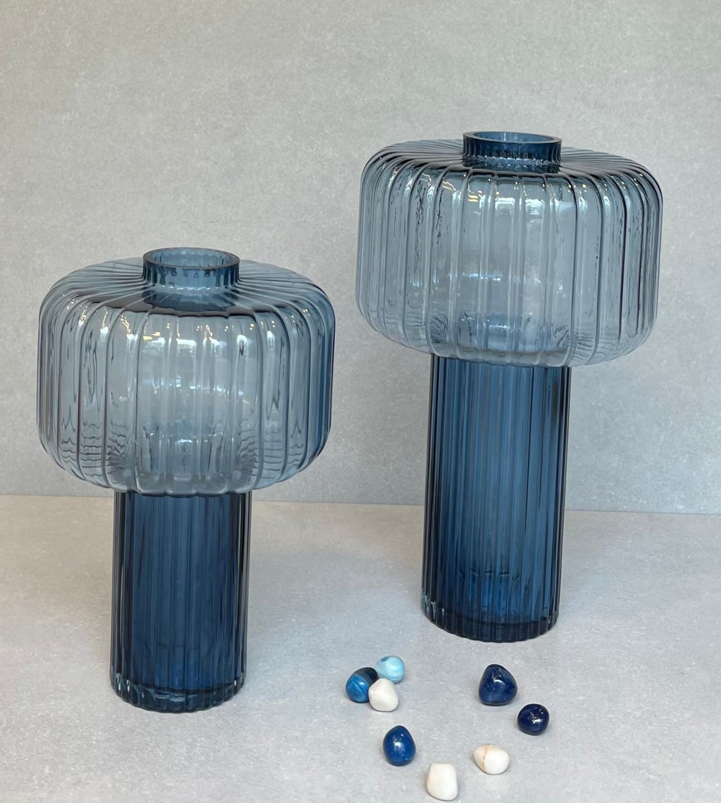 Fluted Blue Glass Vase