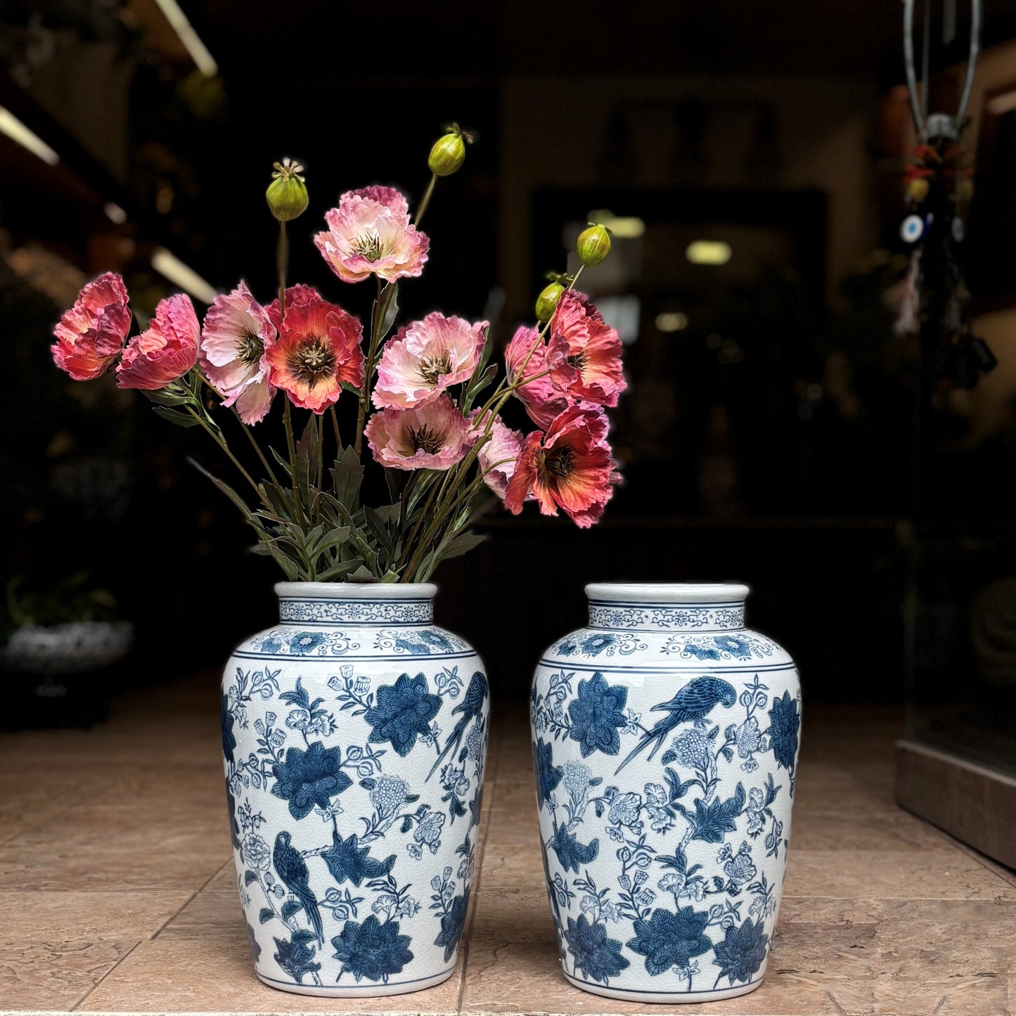 Blue And White Porcelain Bird Vase