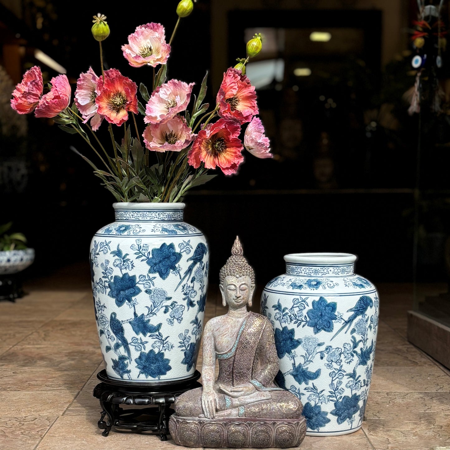 Blue And White Porcelain Bird Vase