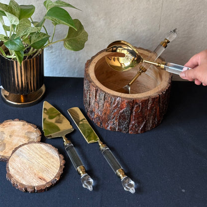 Opulent Gold Cake Server And Knife Set