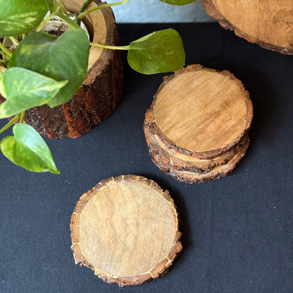 Wooden Slice Coasters - Set Of 4