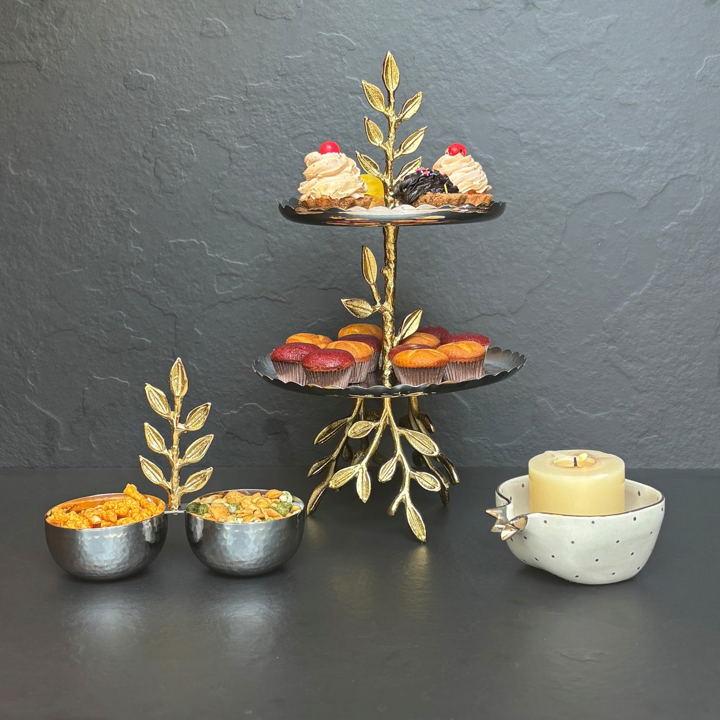 Leaf Two-Tier Serving Stand.