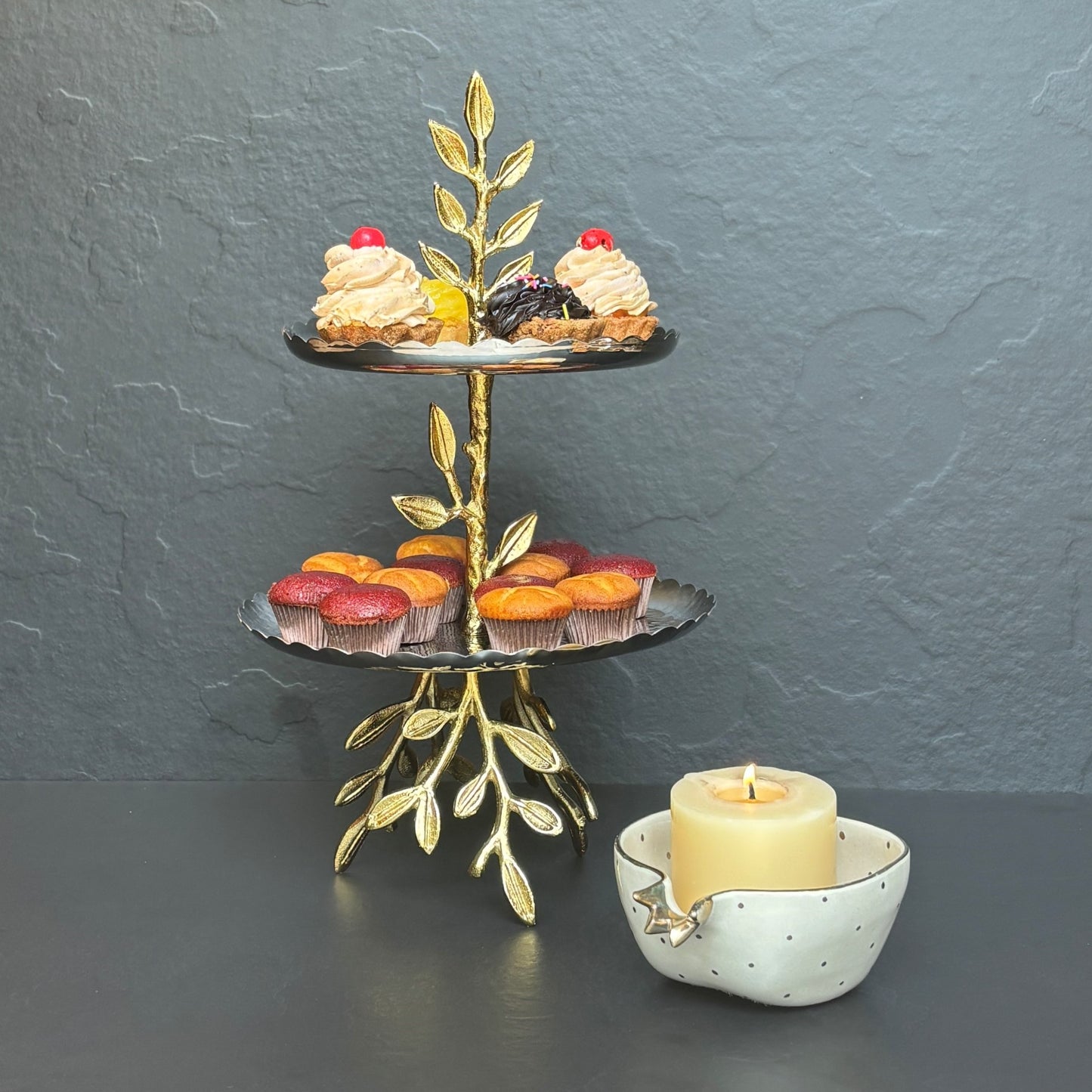 Leaf Two-Tier Serving Stand.