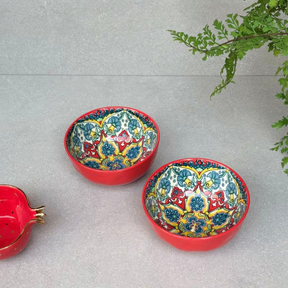 Red Ceramic Serving Bowl Small - Set of 2