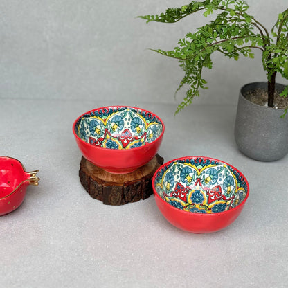 Red Ceramic Serving Bowl Small - Set of 2