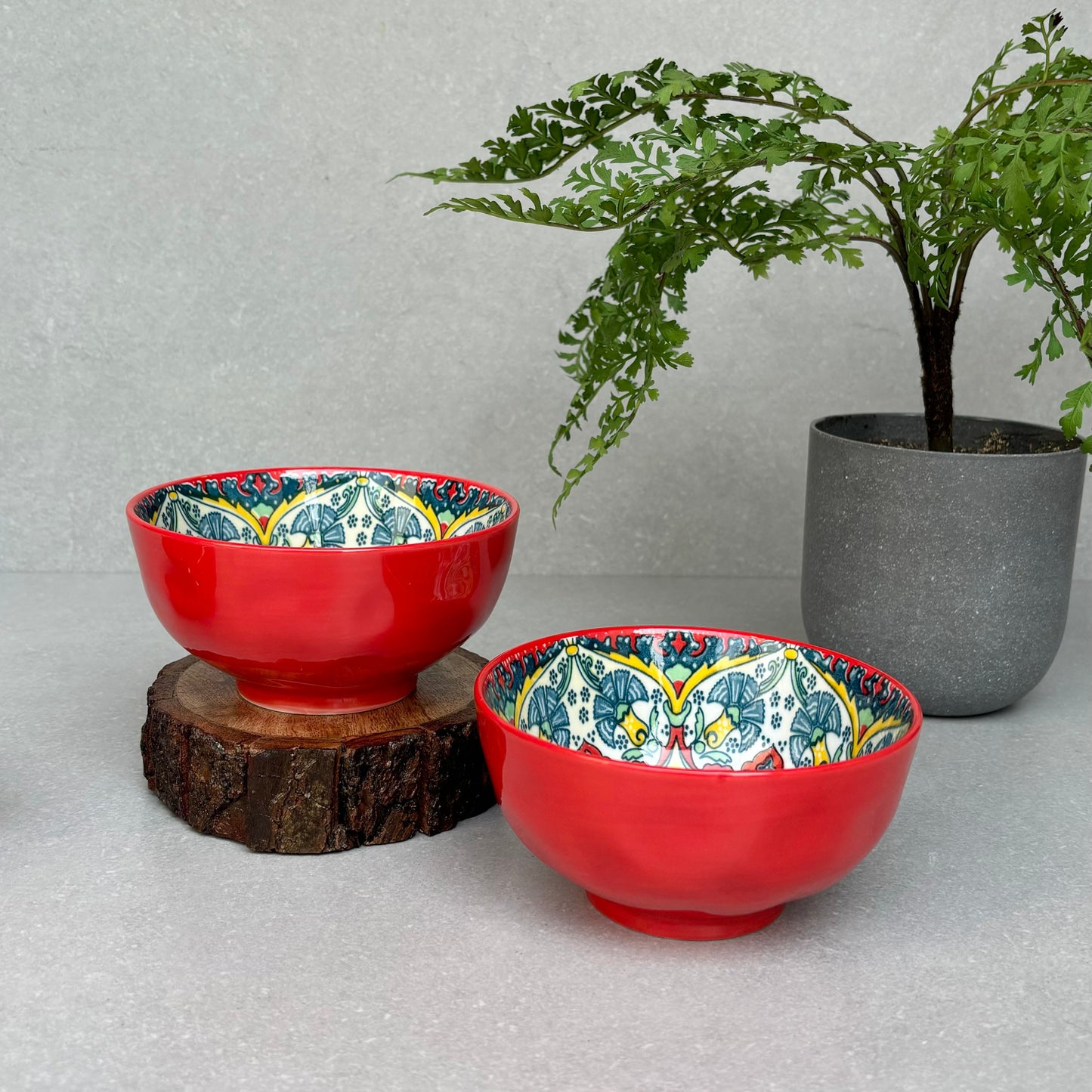 Red Ceramic Serving Bowl Small - Set of 2