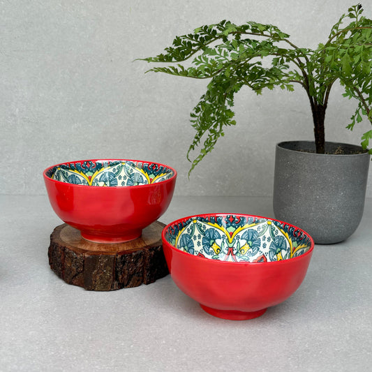 Red Ceramic Serving Bowl Small - Set of 2