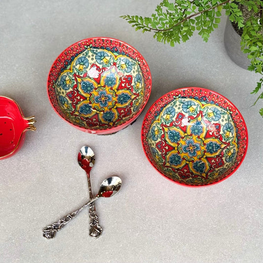 Red Ceramic Serving Bowl Large - Set of 2