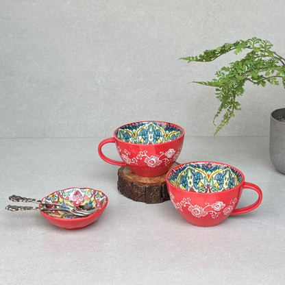 Red Ceramic Soup Mug - Set of 2
