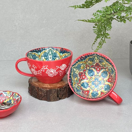 Red Ceramic Soup Mug - Set of 2