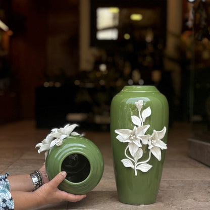 Green Ceramic Flower Vase