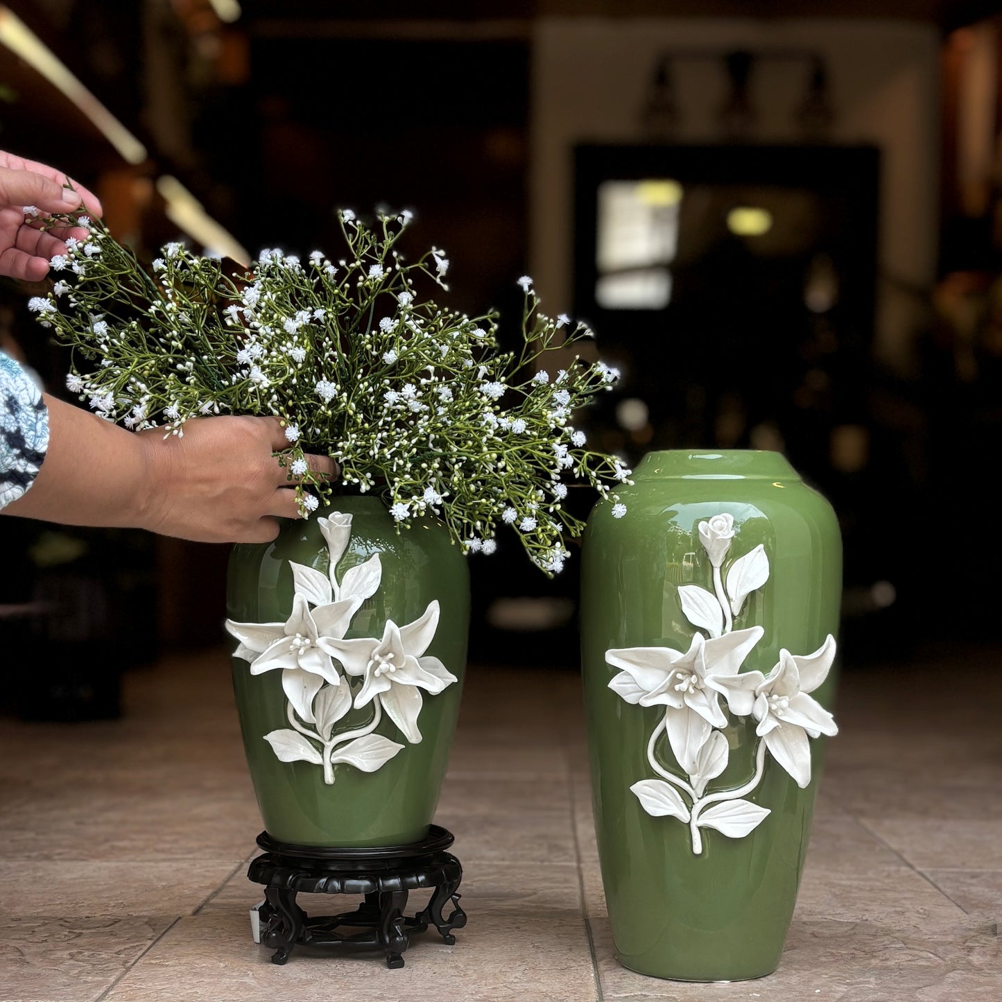 Green Ceramic Flower Vase