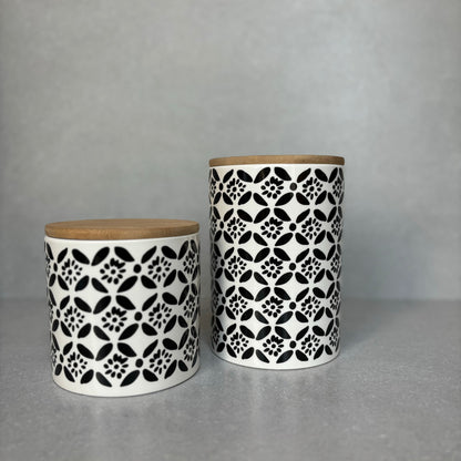 Black & White Ceramic Canister - Set of 2