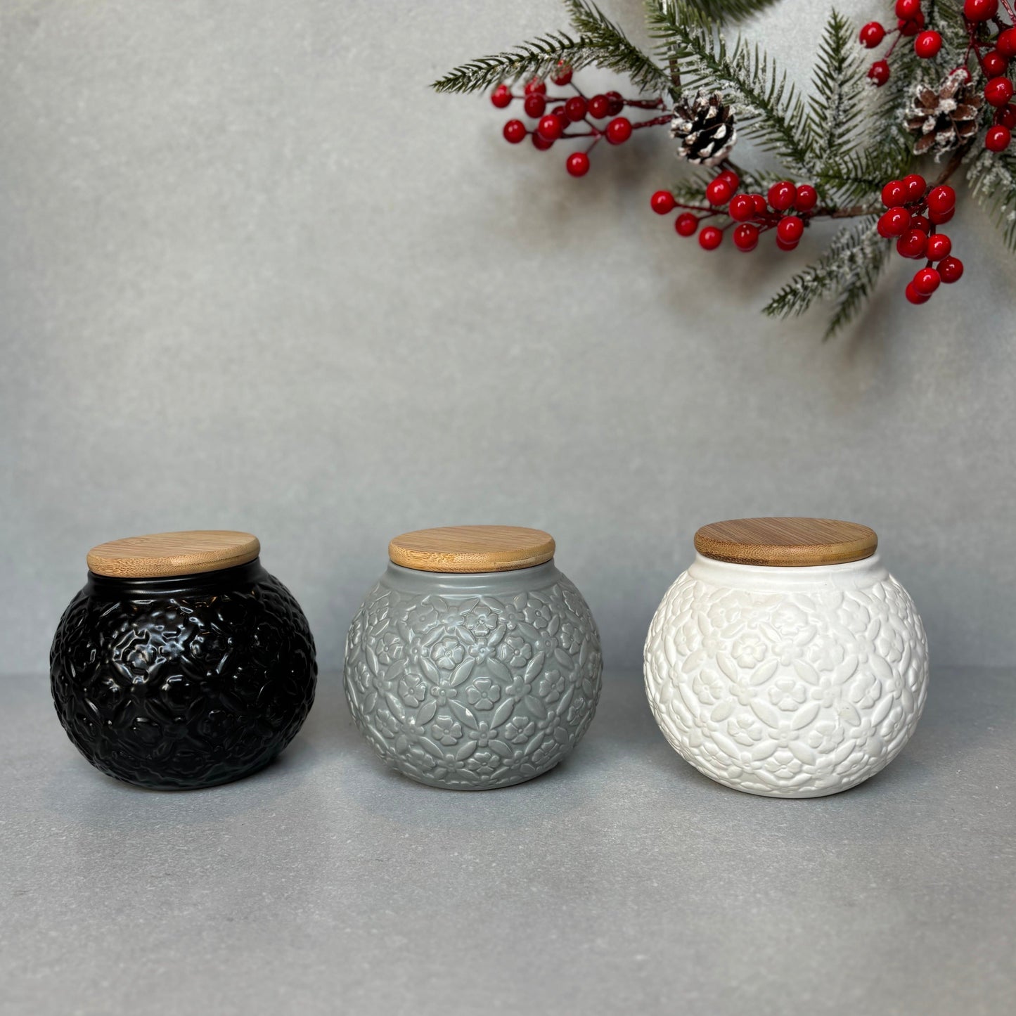 3 piece Textured Ceramic Canister