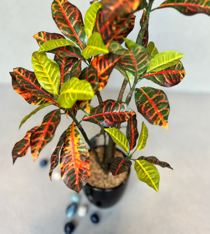 Artificial Croton Plant With Ceramic Pot
