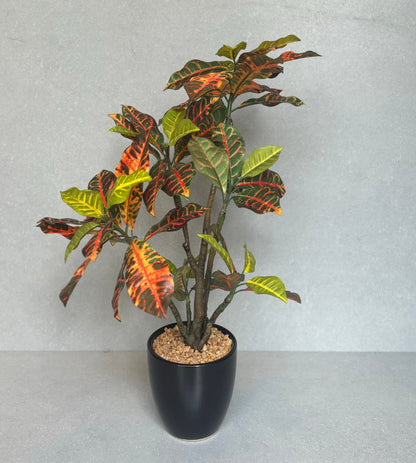 Artificial Croton Plant With Ceramic Pot