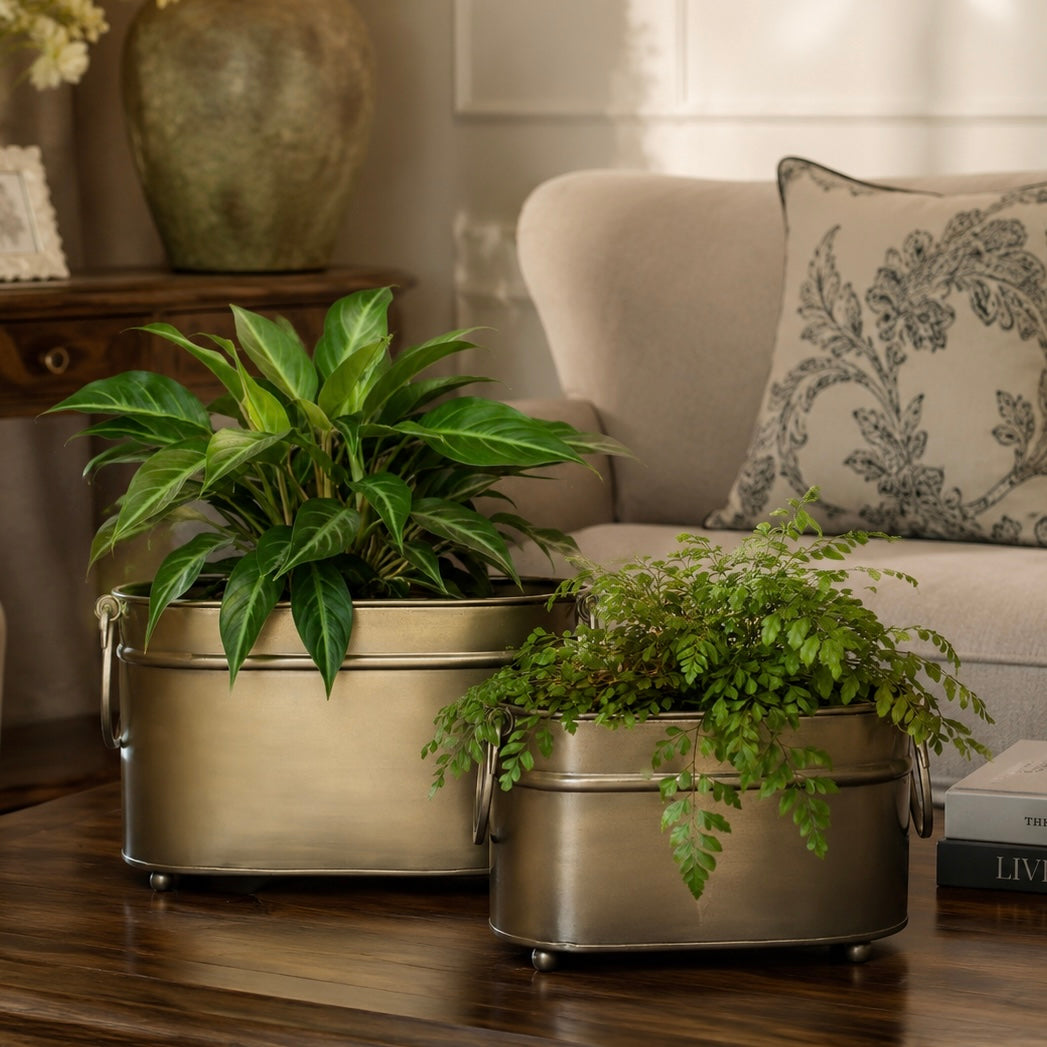 Vintage Brass Rectangular Planter