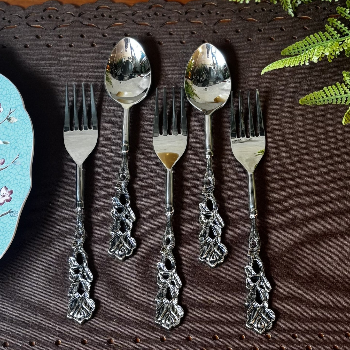 Antique Rose Table Spoons - Set Of 4