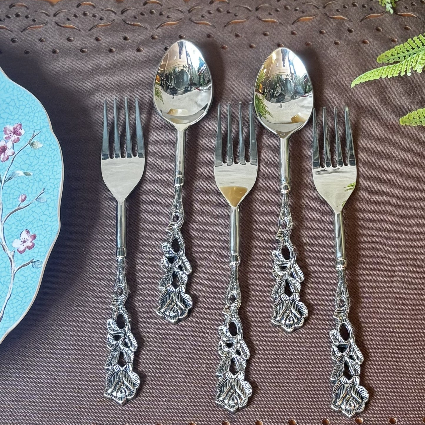 Antique Rose Table Forks - Set Of 2