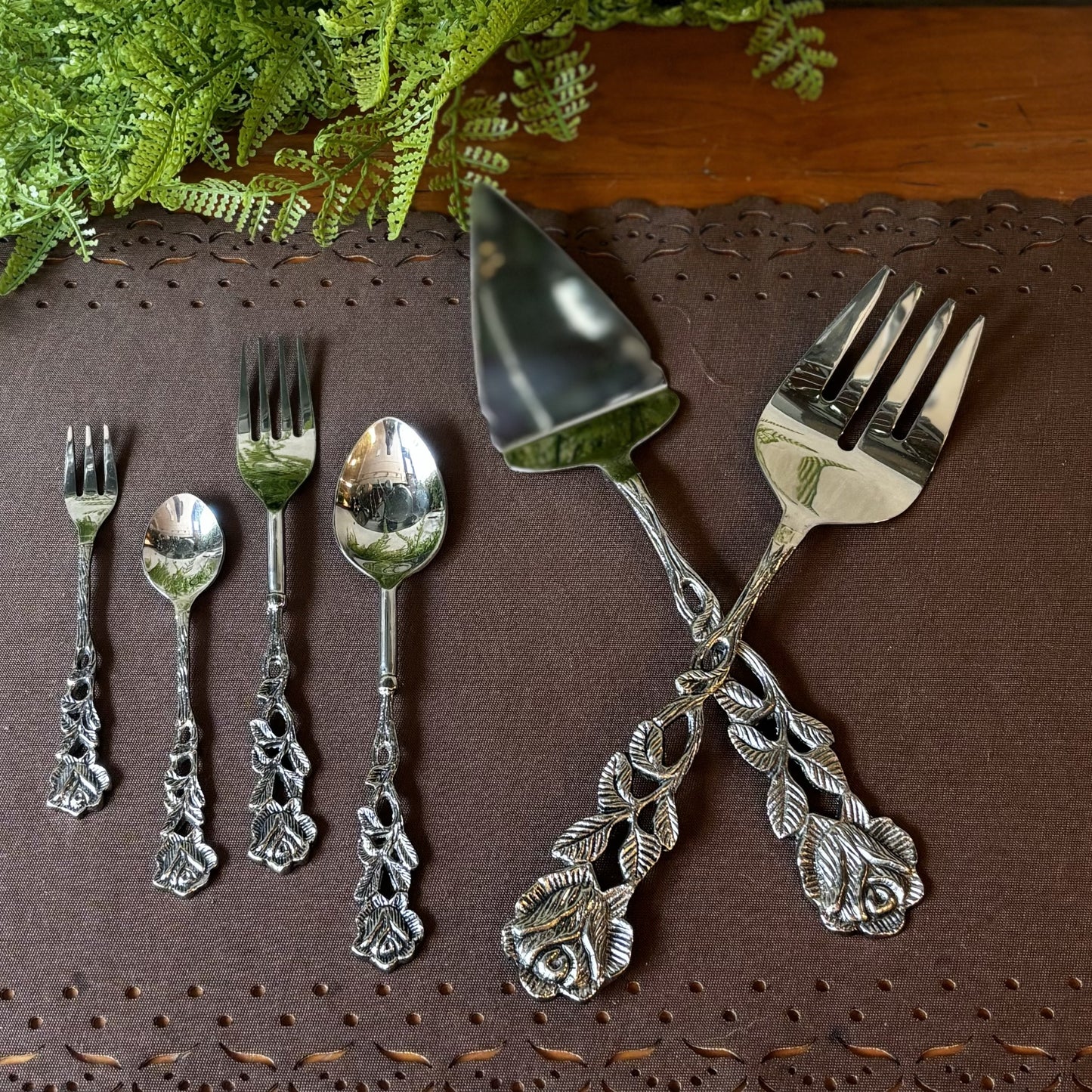 Antique Rose Table Spoons - Set Of 2