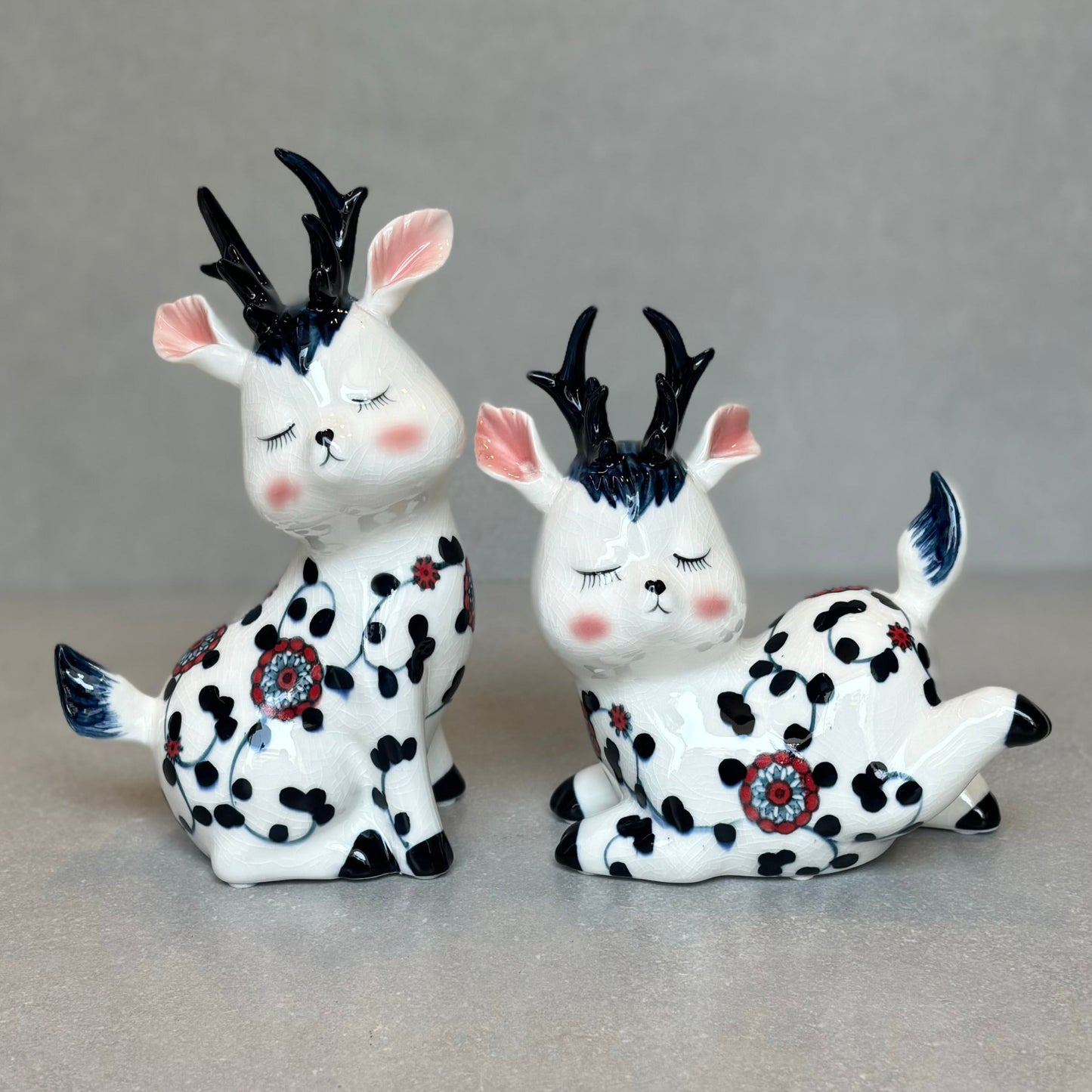 Blue And White Porcelain Deer Pair