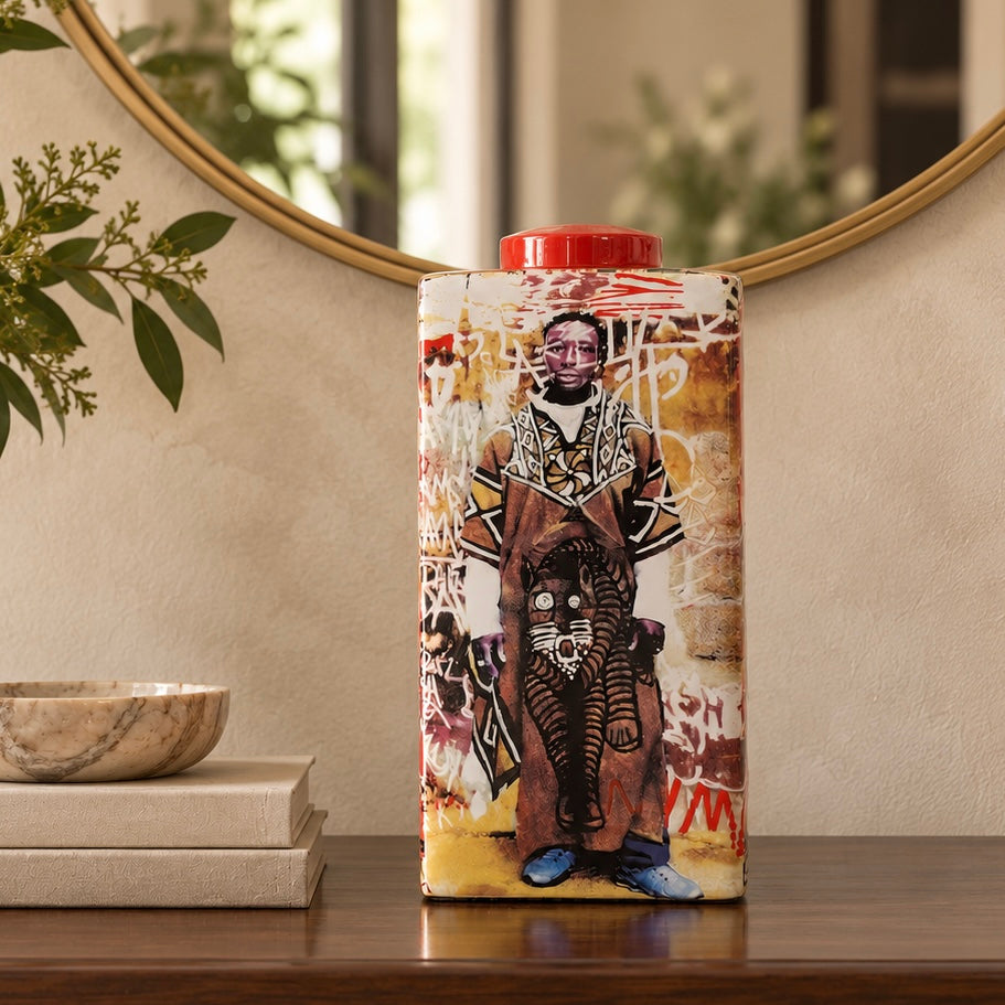 Safari Art Ceramic Decorative Ginger Jar