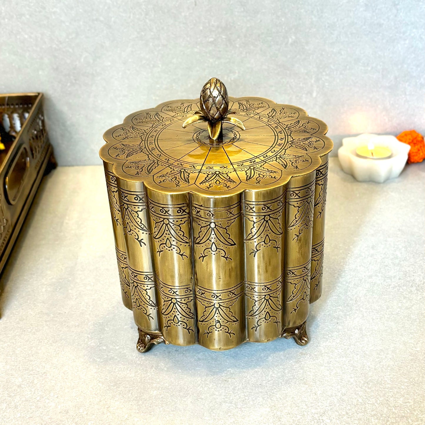 Brass Scalloped Decorative Box