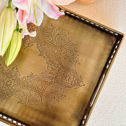 Rectangular Brass Footed Tray