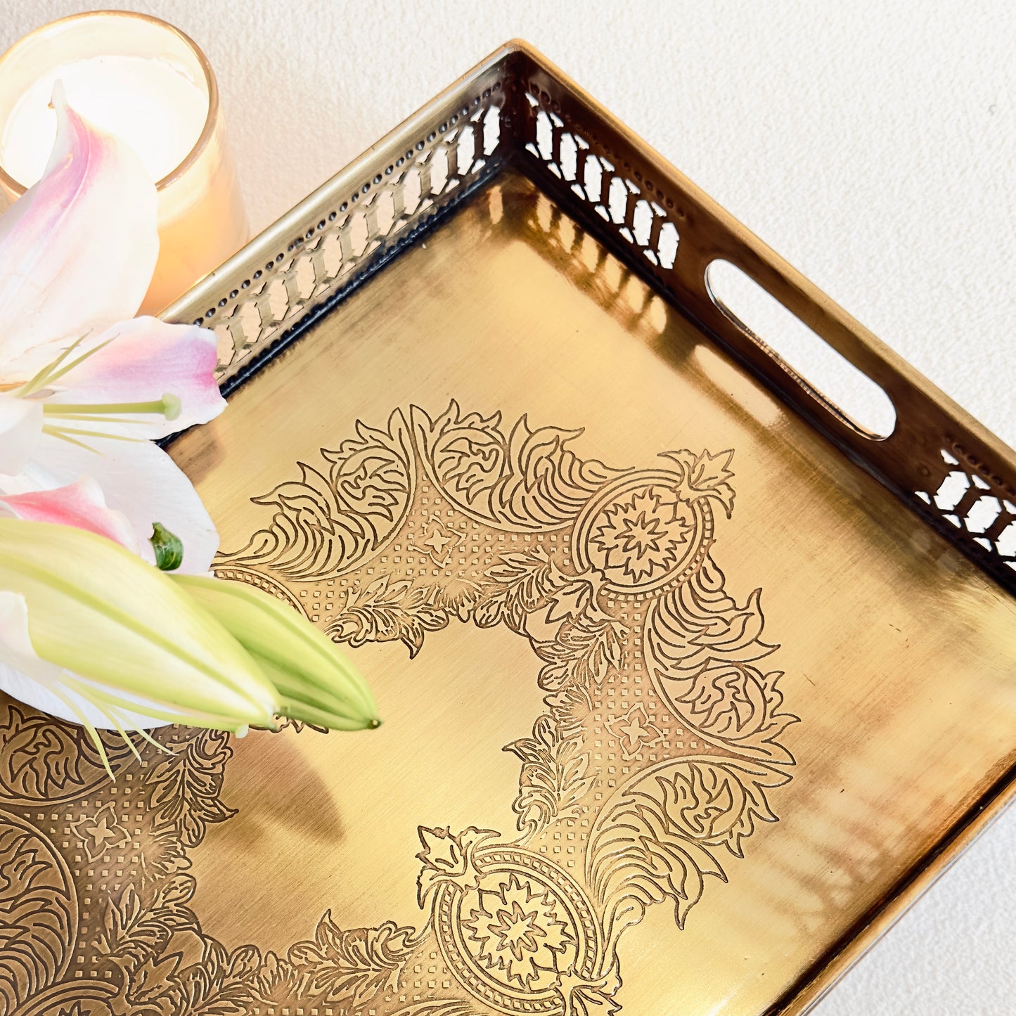 Rectangular Brass Footed Tray