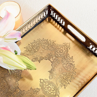 Rectangular Brass Footed Tray