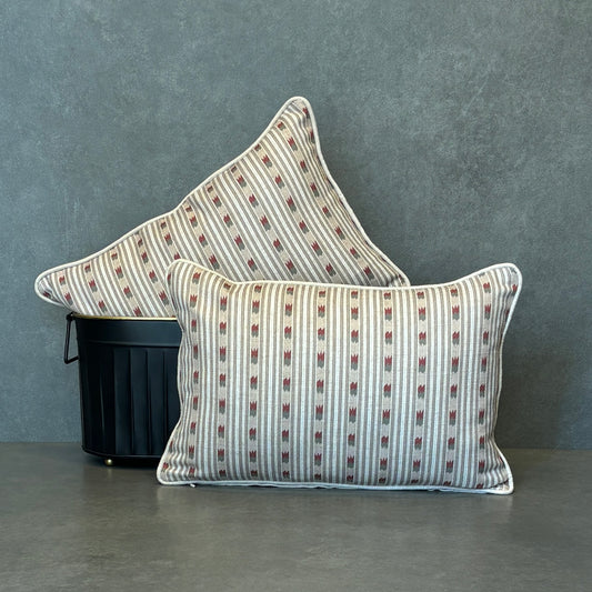 Beige Stripe  Linen Cushion Cover 12 x 18