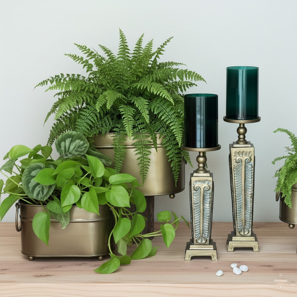 Vintage Pillar Metal Candlestand patina